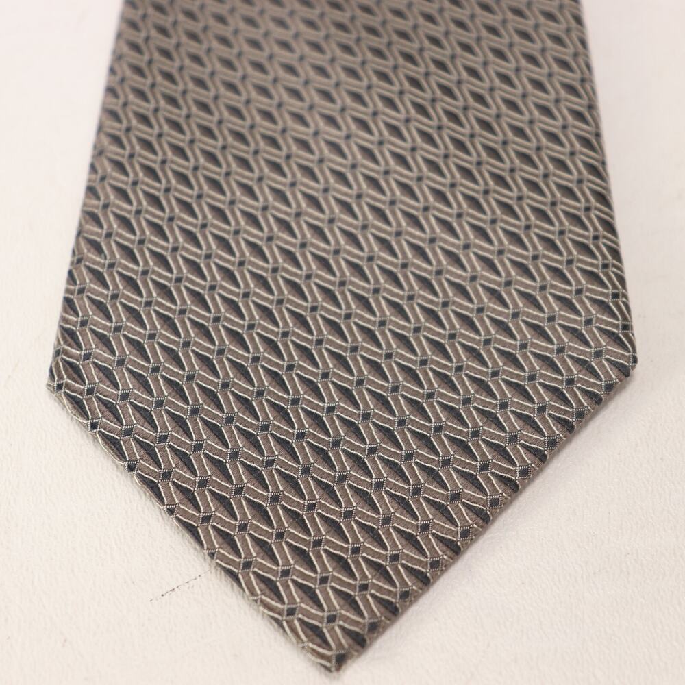 Van Heusen Tie Mens in Silk Brown Gray Taupe Diagonal Diamond Wide Classic